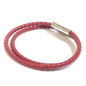 HERMES HHardware crochet Truni Tresse Accessories Bracelet Leather RedBrown